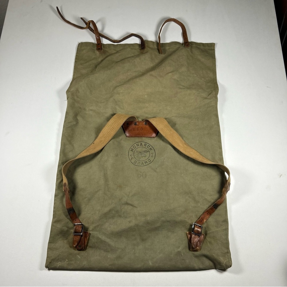 Vintage Duluth MONARCH BRAND NO. 60 CANOE BAG green canvas leather EXCELLENT CON